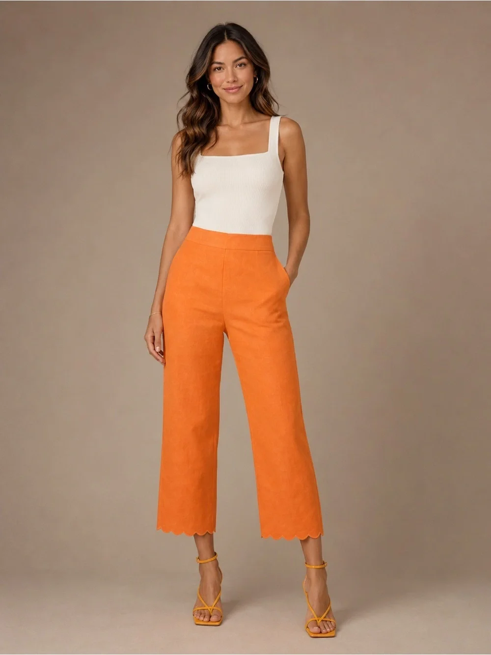 Reformation Liam Linen Pants Women’s Size 6 Petal Hem High Rise Straight B17